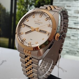 Relogio masculino prata com dourado automatico 8205OQ/1K