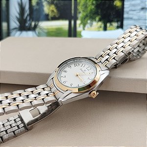 Relogio feminino champion prata com dourado CH26686B