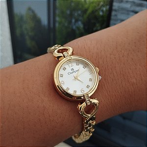 Relogio feminino champion dourado CF5410H