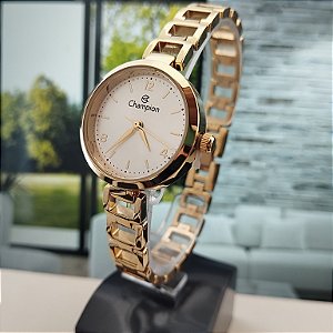 Relogio Champion Feminino Elegance Dourado Pequeno CF24911H