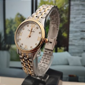 Relogio feminino champion prata com dourado CH24900S