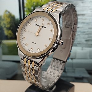 Relogio feminino mondaine prata com dourado 32869LPMVBE3