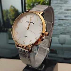 Relogio feminino prata com douurado 32846LPMVBE1