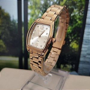 Relogio Lince quadrado Números Visor Dourado LQGH265L22 C2KX