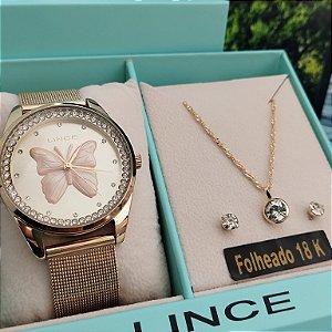 Kit Relógio Feminino Lince LRGJ146L/KN94