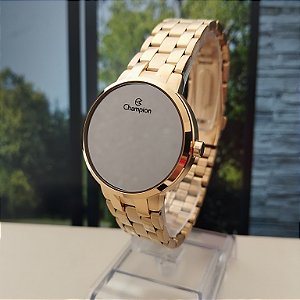 Mini Relógio Champion Digital Feminino Dourado Espelhado - CH48153B