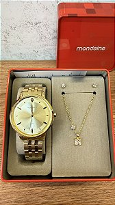 Kit Relógio Feminino Mondaine Dourado - 99920LPMKDE1K1