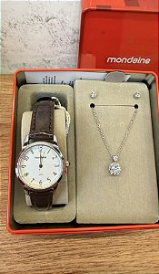 Kit Relógio Feminino Couro/Prata - Mondaine - 99917L0MKNH2K1