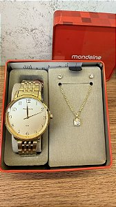 Kit Relógio Feminino Mondaine Dourado - 99921LPMKDE1K1