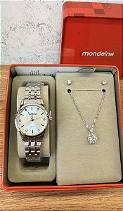 Kit Relógio Feminino Prata - Mondaine - 99914L0MKNE2K1