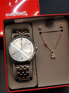 Kit Relógio Feminino Mondaine Dourado e Prata - 99920LPMKBE3K1