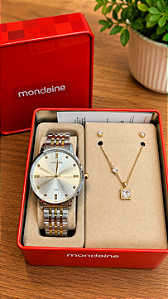 Kit Relógio Feminino Mondaine Dourado e Prata - 99922LPMKBE3K1