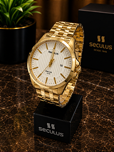 Relógio Masculino Séculos Dourado -44197gpsvda2