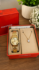 Kit Relógio Mondaine Dourado 99912LPMKDE1