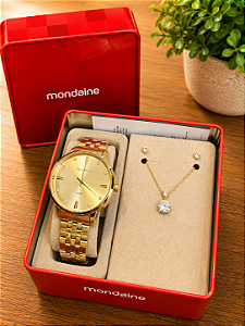 Kit Relógio Mondaine Dourado 99908LPMKDE1