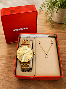 Kit Relógio Mondaine Dourado 99922LPMKDE1