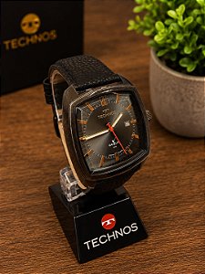 Relogio masculino Technos de couro preto 2115TUZ/0P