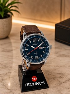Relogio masculino Technos de couro marron 2115TVP/0A