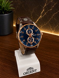 Relogio masculino Orient de couro marron MTSCM004D1MB
