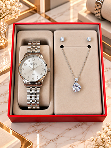 Kit Relógio Feminino Mondaine Prata - 99913L0MKNE2