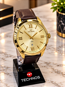 Relogio Masculino Technos de Couro Marrom 2115UEG/0X