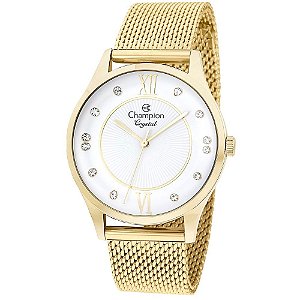 RELOGIO FEMININO DOURADO CHAMPION DETALHES PEDRAS ORIGINAL  CN25538M