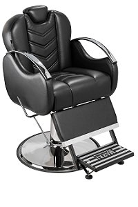 Cadeira de Barbeiro Alfa com Encosto e Apoio de Pé Reclináveis  Base Cromada