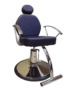 Cadeira de Barbeiro Alfa com Encosto e Apoio de Pé Reclináveis Base Cromada  - Cosmobel Móveis