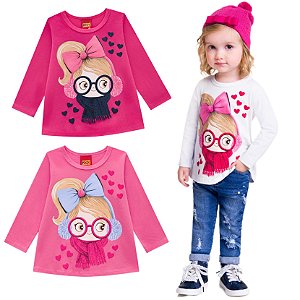 Camiseta Manga Longa Infantil Meia Malha KYLY