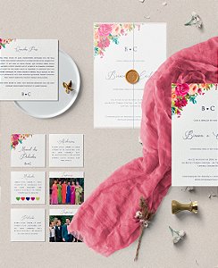 Identidade visual casamento: floral colorido - kit básico