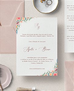 Convite de casamento - floral pastel