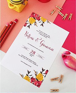 Identidade visual: artes avulsas, kits ou convite de casamento - floral rosa amarelado [artes digitais]