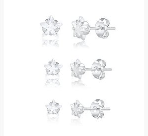Brinco de Prata Trio Estrela