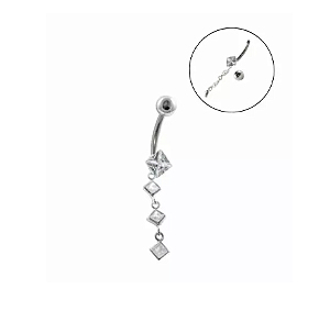 Piercing de Prata Umbigo Penduricalho