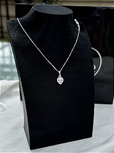 Colar de Prata Coração Rosa