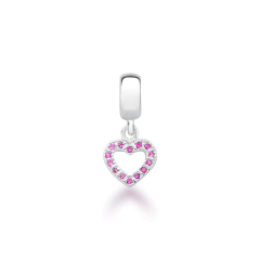 Berloque de Prata Coração Rosa