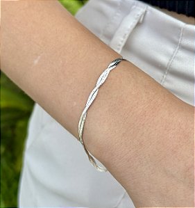 Pulseira de Prata Trançada 2 Fios