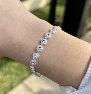 Pulseira de Prata com Cristais