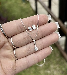 Conjunto de Prata Pedra Gota