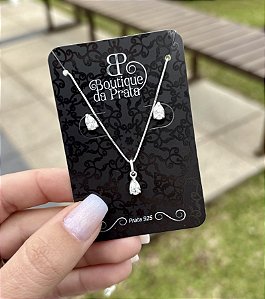 Conjunto de Prata Pedra Gota