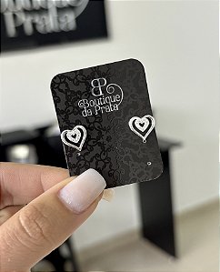 Brinco de Prata Coração Duplo