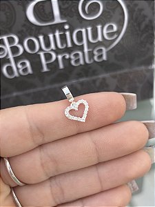 Berloque Coração Cravejado Prata 925