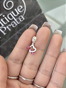 Berloque Halter Academia e Coração Prata 925