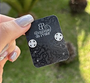 Brinco Flor Zircônia Prata 925