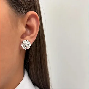 Brinco de Prata Martelado Redondo