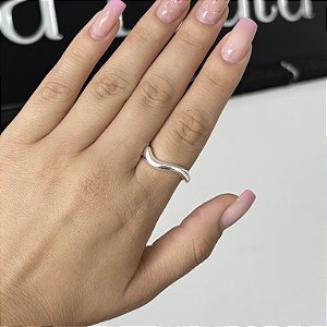 Anel de Prata Ondulado Liso