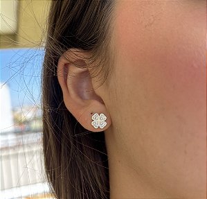 Brinco de Prata Trevinho Cravejado