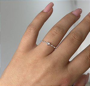 Anel de Prata Coração e Pedrinhas