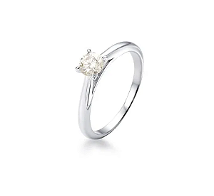 Anel Solitário Moissanite 4mm - 0.3ct