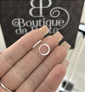 Piercing de Prata Nariz/Orelha Argola 8mm Cravejada